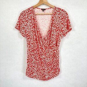 Talbots Faux Wrap Top Short Sleeve Summer Coquette Academia Y2K Grandma M